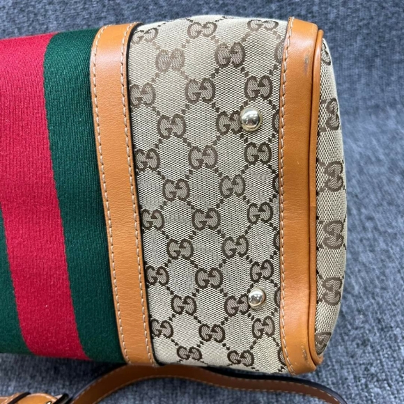 100% Authentic GUCCI Boston GG Cloth Satchel Bag - Picture 6 of 16